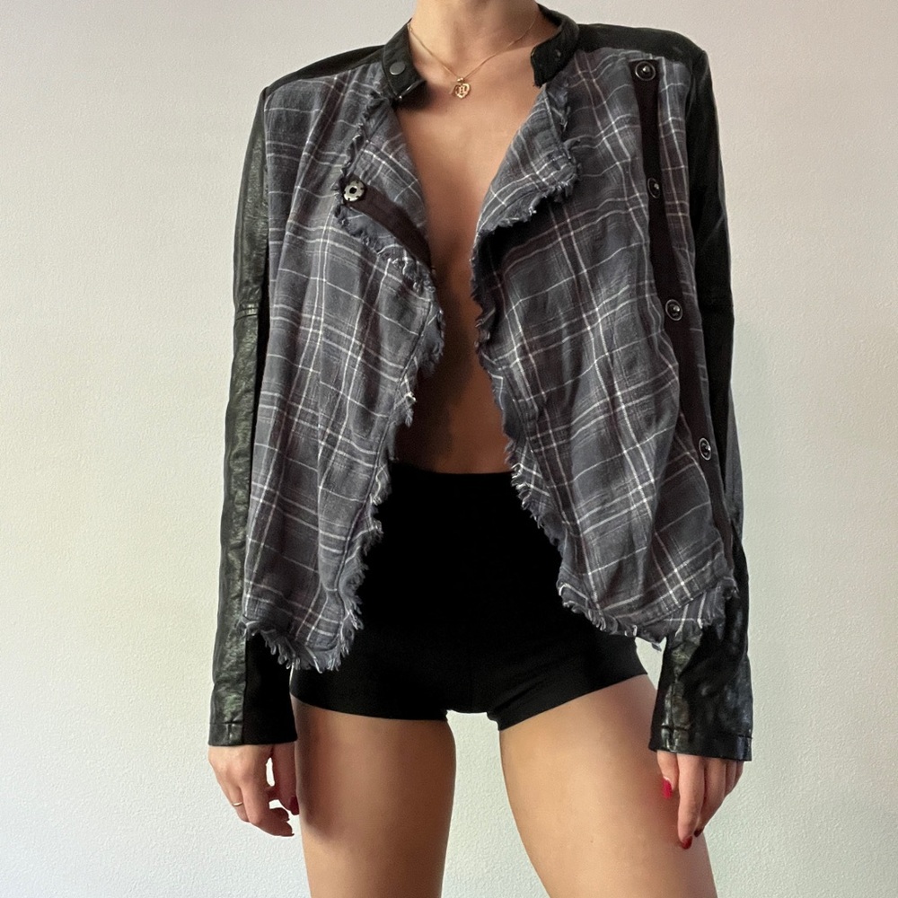 Free People leather flannel jacket
